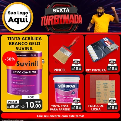 Modelo de Rede Social para Feed Facebook com o tema Sexta Turbinada para Tintas e Ferramentas