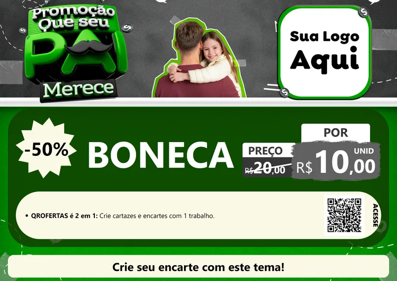 Modelo de Cartaz para Cartaz A4 Horizontal com o tema Promoção Que seu Pai Merece para Brinquedos