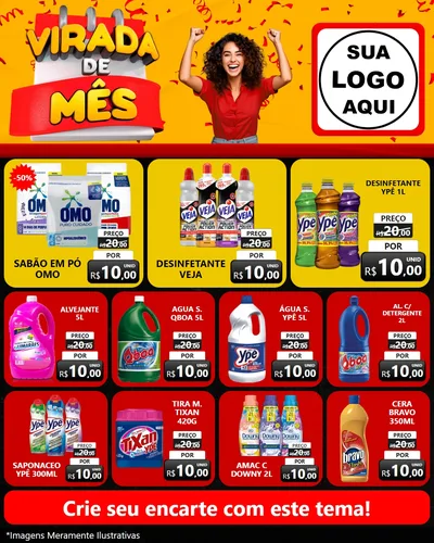 Modelo de Rede Social para Feed Instagram com o tema Virada de Mês para Produtos de Limpeza