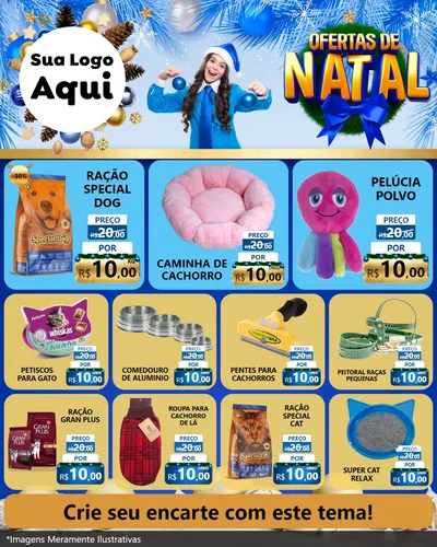 Modelo de Rede Social para Feed Instagram com o tema Ofertas de Natal para Pet Shop