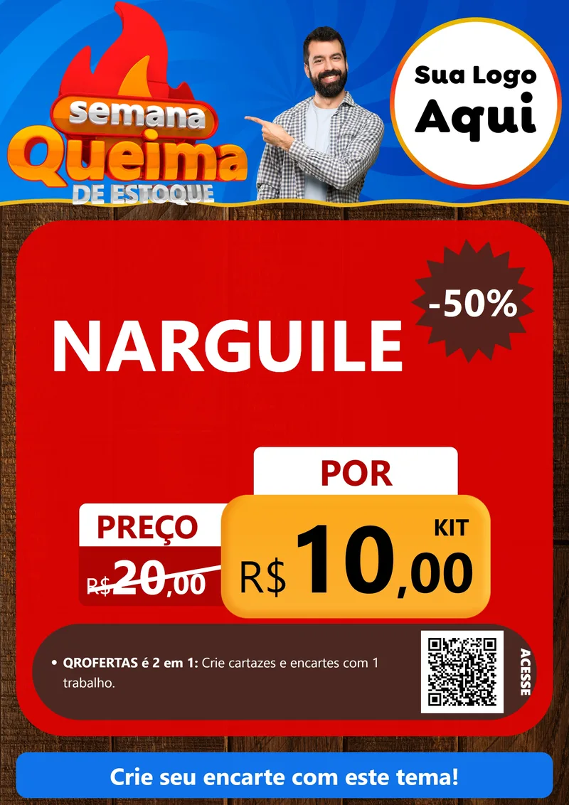 Modelo de Cartaz para Cartaz A4 Vertical com o tema Semana Queima de Estoque para Tabacaria