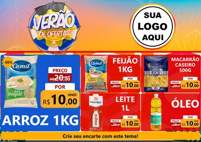 Modelo de Encarte para Encarte A4 Horizontal com o tema Verão de Ofertas para Supermercado