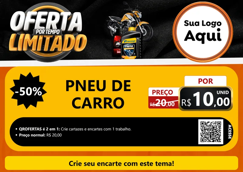 Modelo de Cartaz para Cartaz A4 Horizontal com o tema Oferta Por Tempo Limitado - Motopeças para Auto peças