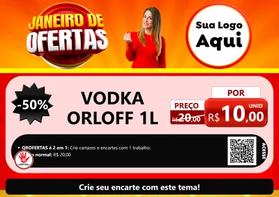 Modelo de Cartaz para Cartaz A4 Horizontal com o tema Janeiro de Ofertas para Distribuidora de bebidas