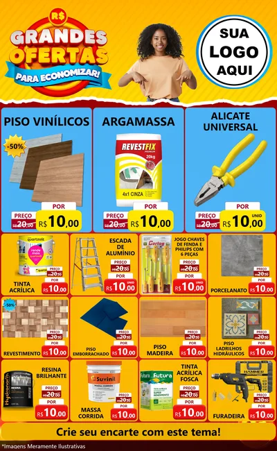 Modelo de Encarte para Encarte Grande com o tema Grandes Ofertas Para Economizar! para Material para Construção