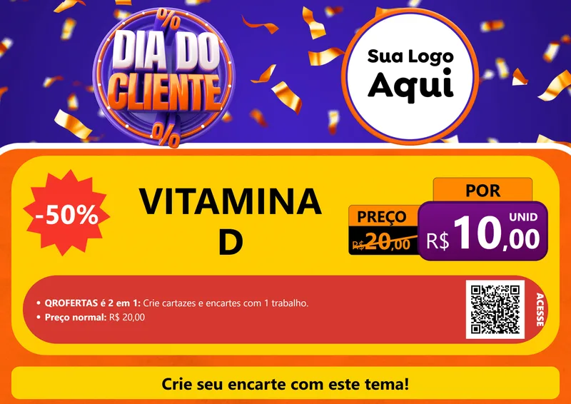 Modelo de Cartaz para Cartaz A4 Horizontal com o tema Dia do Cliente para Farmácia