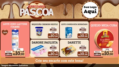 Modelo de TV para TV Horizontal com o tema Ofertas de Páscoa para Frios e Laticínios