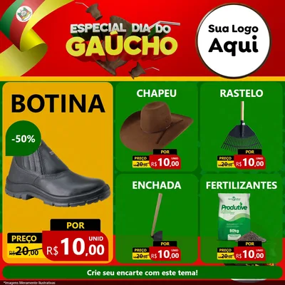 Modelo de Rede Social para Feed Facebook com o tema Especial Dia do Gaúcho para Agropecuária