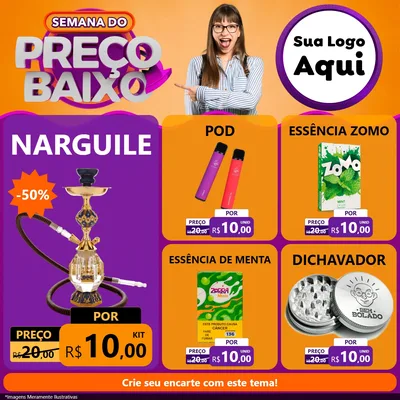 Modelo de Rede Social para Feed Facebook com o tema Semana do Preço Baixo para Tabacaria