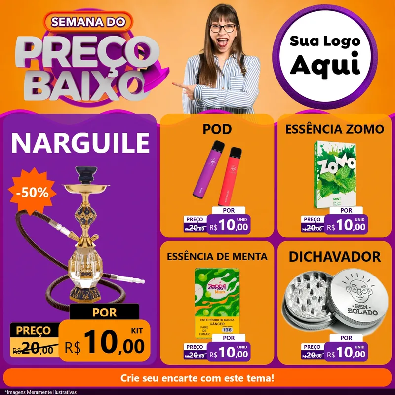 Modelo de Rede Social para Feed Facebook com o tema Semana do Preço Baixo para Tabacaria