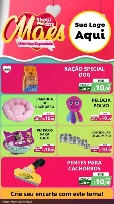 Modelo de TV para TV Vertical com o tema Show das Mães - Ofertas Especiais para Pet Shop