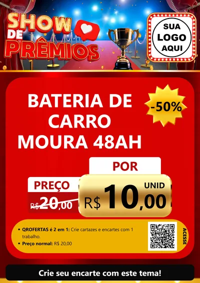Modelo de Cartaz para Cartaz A4 Vertical com o tema Show de Prêmios para Baterias Elétricas