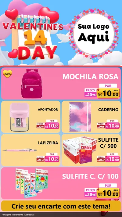 Modelo de TV para TV Vertical com o tema Valentine's Day para Papelaria