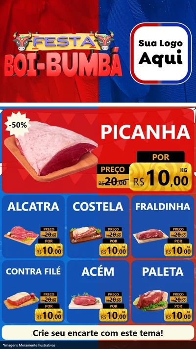 Modelo de Rede Social para Stories com o tema Festa Boi Bumbá para Açougue