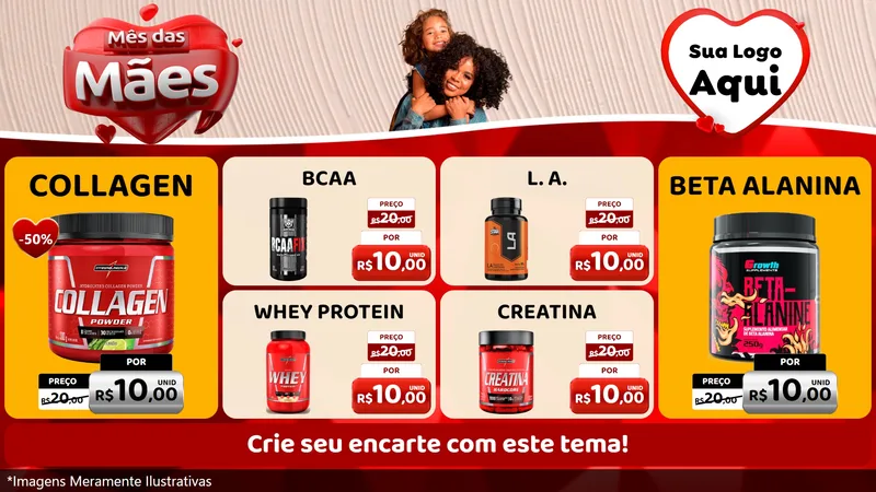 Modelo de TV para TV Horizontal com o tema Mês das Mães para Suplementos alimentares