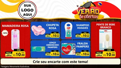 Modelo de TV para TV Horizontal com o tema Super Verão de Ofertas para Bebês