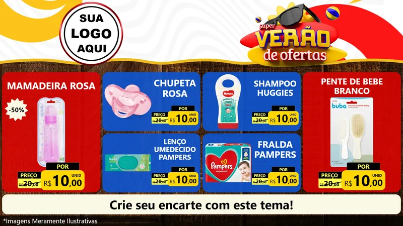 Modelo de TV para TV Horizontal com o tema Super Verão de Ofertas para Bebês