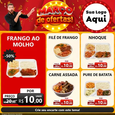Modelo de Rede Social para Feed Facebook com o tema Março de Ofertas! para Restaurante
