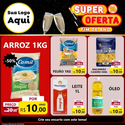 Modelo de Rede Social para Feed Facebook com o tema Super Oferta Fim de Ano para Supermercado