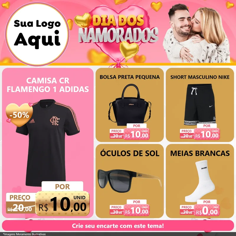 Modelo de Rede Social para Feed Facebook com o tema Dia dos Namorados para Roupas e acessórios
