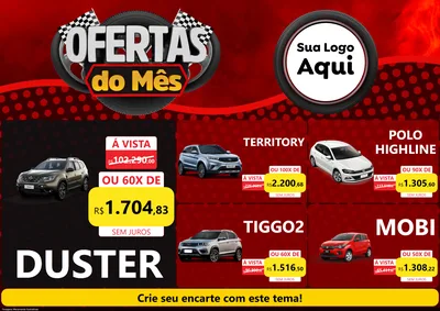 Modelo de Encarte para Encarte A4 Horizontal com o tema Ofertas do Mês - Autopeças para Concessionaria de Carros