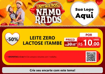 Modelo de Cartaz para Cartaz A4 Horizontal com o tema Arraiá dos Namorados para Frios e Laticínios