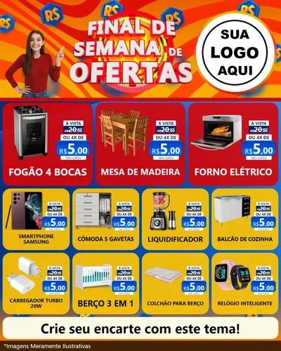 Modelo de Rede Social para Feed Instagram com o tema Final de Semana de Ofertas para Móveis e Eletro