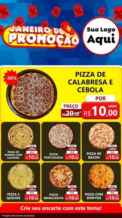 Modelo de Rede Social para Stories com o tema Janeiro de Promoção para Pizzaria