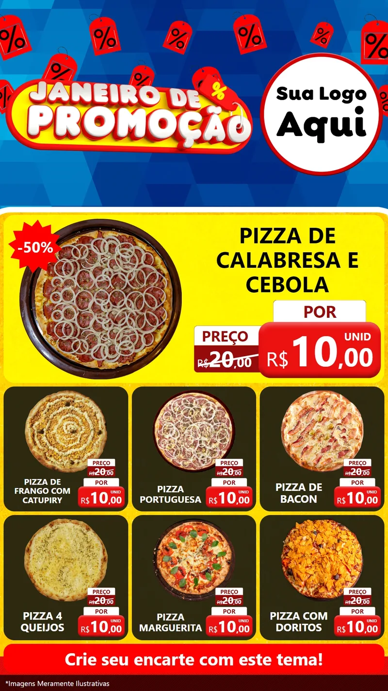 Modelo de Rede Social para Stories com o tema Janeiro de Promoção para Pizzaria