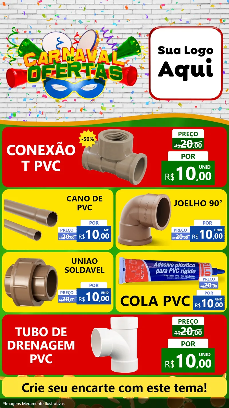 Modelo de TV para TV Vertical com o tema Carnaval de Ofertas para Tubos e conexões