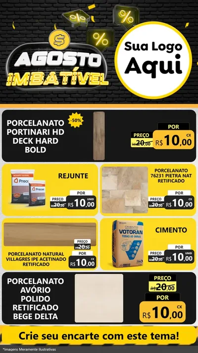 Modelo de TV para TV Vertical com o tema Agosto Imbatível para Pisos e revestimentos