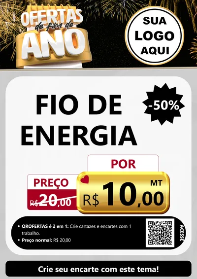 Modelo de Cartaz para Cartaz A4 Vertical com o tema Ofertas de Fim de Ano para Materiais Elétricos