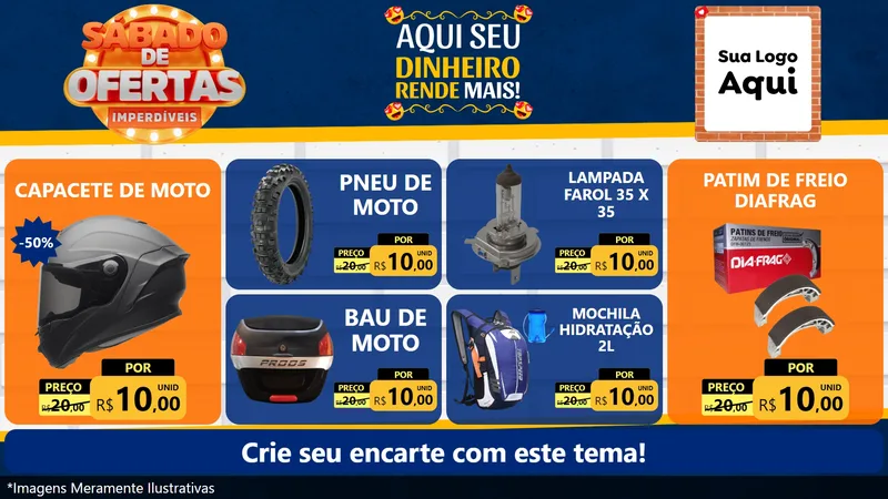 Modelo de TV para TV Horizontal com o tema Sábado de Ofertas Imperdíveis para Moto peças