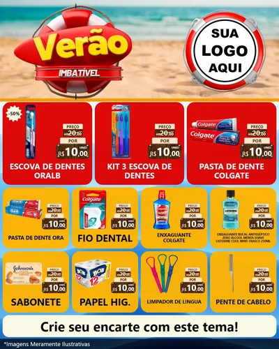 Modelo de Rede Social para Feed Instagram com o tema Verão Imbatível para Higiene Pessoal