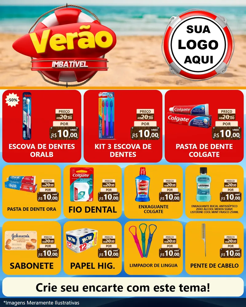Modelo de Rede Social para Feed Instagram com o tema Verão Imbatível para Higiene Pessoal