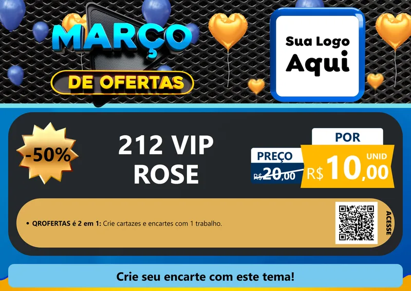 Modelo de Cartaz para Cartaz A4 Horizontal com o tema Março de Ofertas para Perfumes