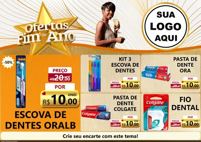Modelo de Encarte para Encarte A4 Horizontal com o tema Ofertas Fim de Ano para Higiene Pessoal