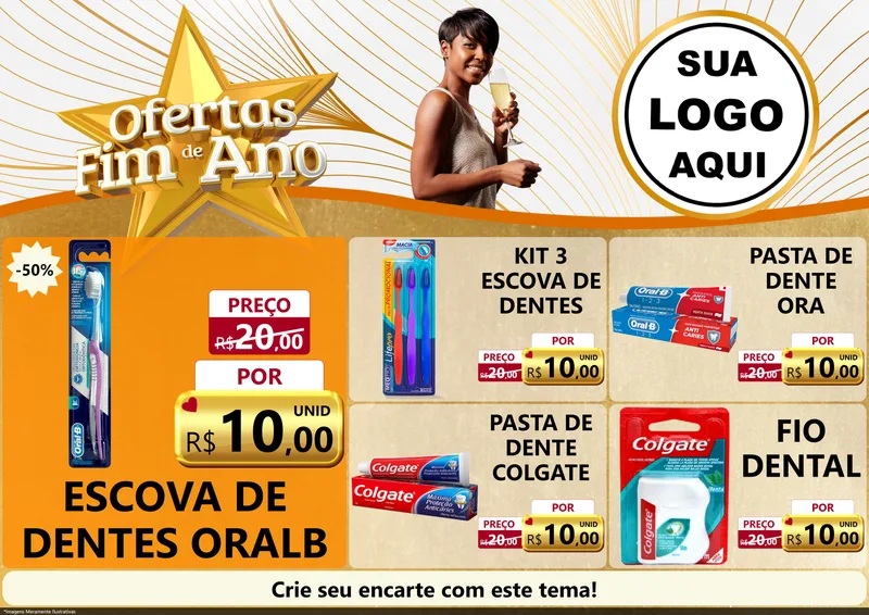 Modelo de Encarte para Encarte A4 Horizontal com o tema Ofertas Fim de Ano para Higiene Pessoal