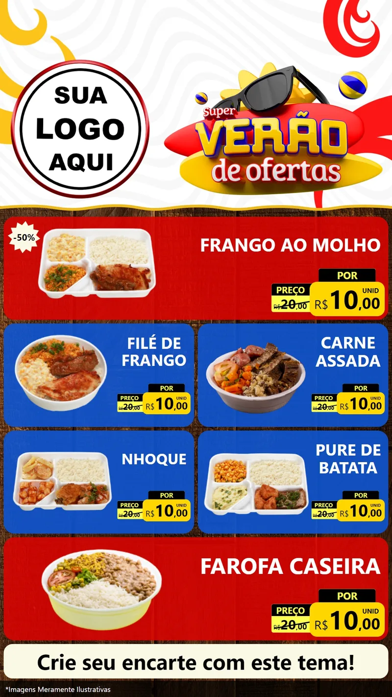 Modelo de TV para TV Vertical com o tema Super Verão de Ofertas para Restaurante