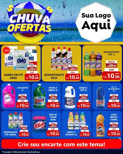 Modelo de Rede Social para Feed Instagram com o tema Chuva de Ofertas para Produtos de Limpeza