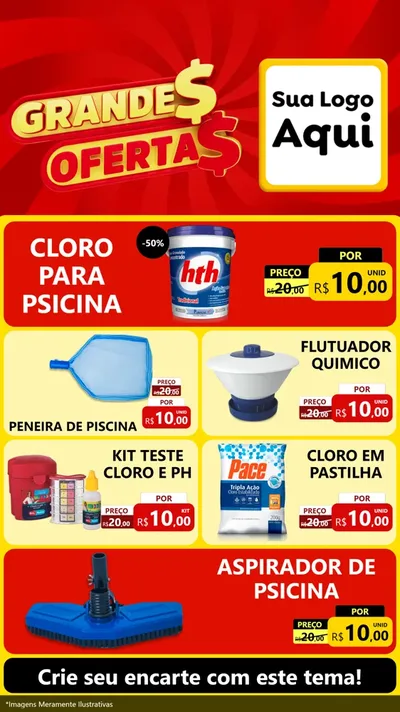 Modelo de TV para TV Vertical com o tema Grandes Ofertas para Produtos para Piscina
