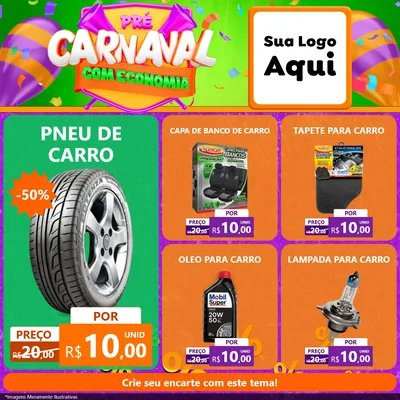 Modelo de Rede Social para Feed Facebook com o tema Pré-Carnaval Com Economia para Auto peças
