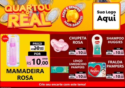 Modelo de Encarte para Encarte A4 Horizontal com o tema Quartou do Real para Bebês