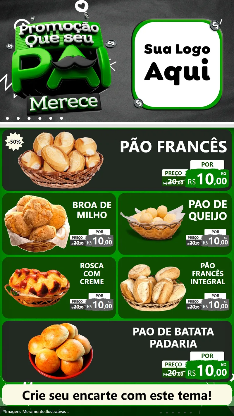 Modelo de TV para TV Vertical com o tema Promoção Que seu Pai Merece para Padaria
