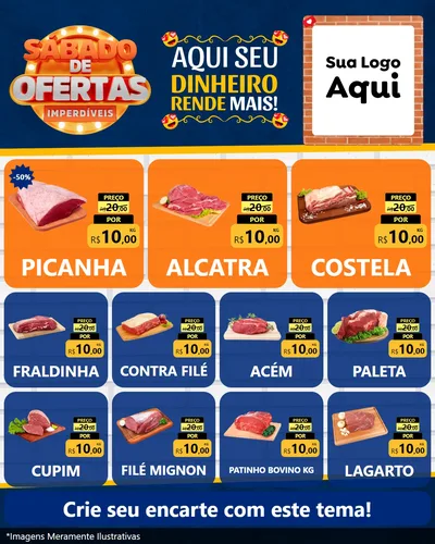 Modelo de Rede Social para Feed Instagram com o tema Sábado de Ofertas Imperdíveis para Açougue