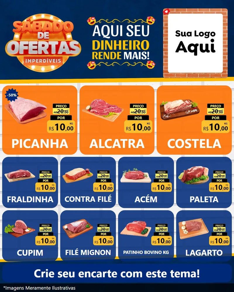 Modelo de Rede Social para Feed Instagram com o tema Sábado de Ofertas Imperdíveis para Açougue