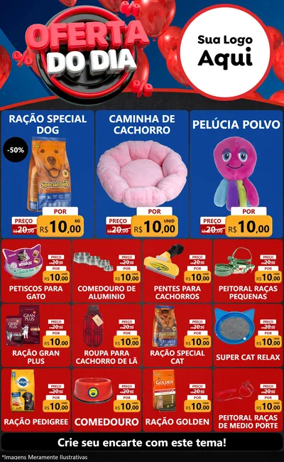 Modelo de Encarte para Encarte Grande com o tema Oferta do Dia para Pet Shop
