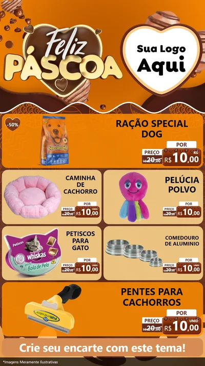 Modelo de TV para TV Vertical com o tema Feliz Páscoa para Pet Shop