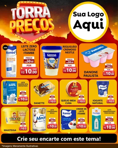 Modelo de Rede Social para Feed Instagram com o tema Torra Preços para Frios e Laticínios