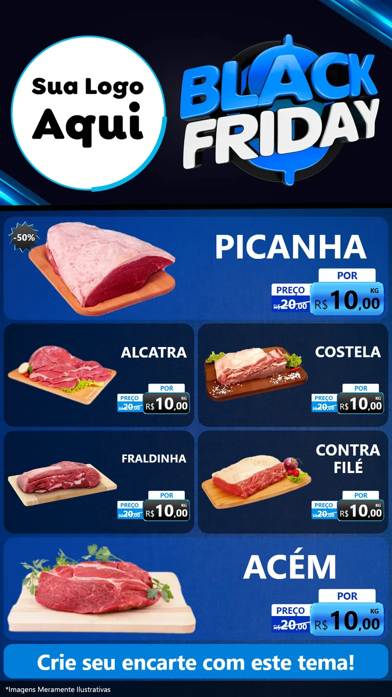 Modelo de TV para TV Vertical com o tema Black Friday para Açougue